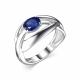 Серебряное кольцо АЛЬКОР 01-2040/0ГТС-00 с гидротермальным сапфиром