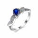 Серебряное кольцо АЛЬКОР 01-2048/0ГТС-00 с фианитом и гидротермальным сапфиром