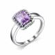 Серебряное кольцо АЛЬКОР 01-2090/00АМ-00 с фианитом и аметистом