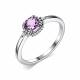 Серебряное кольцо АЛЬКОР 01-2098/ЮСАМ-00 с фианитом и ювелирным кристаллом