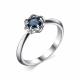 Серебряное кольцо АЛЬКОР 01-2145/0ГТС-00 с гидротермальным сапфиром