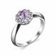 Серебряное кольцо АЛЬКОР 01-2163/00АМ-00 с фианитом и аметистом