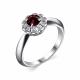 Серебряное кольцо АЛЬКОР 01-2163/00ГР-00 с фианитом и гранатом