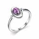 Серебряное кольцо АЛЬКОР 01-2192/00АМ-00 с фианитом и аметистом