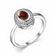 Серебряное кольцо АЛЬКОР 01-2199/00ГР-00 с фианитом и гранатом