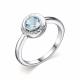 Серебряное кольцо АЛЬКОР 01-2200/ЮСТБ-00 с фианитом и ювелирным кристаллом