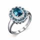 Серебряное кольцо АЛЬКОР 01-2289/0НСЛ-00 с фианитом и Лондон топазом