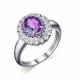 Серебряное кольцо АЛЬКОР 01-2290/00АМ-00 с фианитом и аметистом