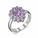 Серебряное кольцо АЛЬКОР 01-2291/00АМ-00 с фианитом и аметистом