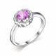 Серебряное кольцо АЛЬКОР 01-2306/00АМ-00 с фианитом и аметистом