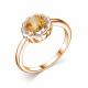 Серебряное кольцо АЛЬКОР 01-2306/00ЦТ-06 с фианитом и цитрином