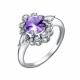 Серебряное кольцо АЛЬКОР 01-2321/00АМ-00 с фианитом и аметистом