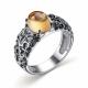 Серебряное кольцо АЛЬКОР 01-2420/00ЦТ-17 с цитрином