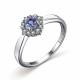 Серебряное кольцо АЛЬКОР 01-2554/00ТЗ-00 с фианитом и танзанитом
