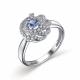 Серебряное кольцо АЛЬКОР 01-2556/00ТЗ-00 с фианитом и танзанитом