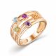Серебряное кольцо АЛЬКОР 01-2712/0М88-06 с топазом, аметистом, хризолитом, цитрином, родолитом и миксом камней