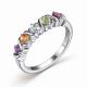 Серебряное кольцо АЛЬКОР 01-2714/0М88-00 с топазом, аметистом, хризолитом, цитрином и родолитом