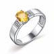 Серебряное кольцо АЛЬКОР 01-2763/00ЦТ-00 с фианитом и цитрином