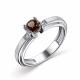 Серебряное кольцо АЛЬКОР 01-2764/БРРТ-00 с бриллиантом и раухтопазом