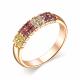 Серебряное кольцо АЛЬКОР 01-2786/0М87-06 с топазом, аметистом, хризолитом и родолитом