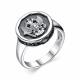 Серебряное кольцо АЛЬКОР 01-2826/00ЧБ-17 с чёрным бриллиантом