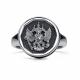 Серебряное кольцо АЛЬКОР 01-2826/00ЧБ-17 с чёрным бриллиантом