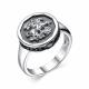 Серебряное кольцо АЛЬКОР 01-2827/00ЧБ-17 с чёрным бриллиантом