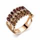 Серебряное кольцо АЛЬКОР 01-2885/0М67-67 с фианитом, гранатом и раухтопазом