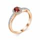 Серебряное кольцо АЛЬКОР 01-3026/00ГР-60 с фианитом и гранатом