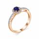 Серебряное кольцо АЛЬКОР 01-3026/0ГТС-60 с фианитом и гидротермальным сапфиром