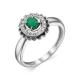 Серебряное кольцо АЛЬКОР 01-3028/00АГ-00 с фианитом и агатом