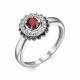 Серебряное кольцо АЛЬКОР 01-3028/00ГР-00 с фианитом и гранатом