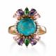 Серебряное кольцо АЛЬКОР 01-3030/00БР-60 с фианитом и бирюзой