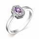 Серебряное кольцо АЛЬКОР 01-3305/00АМ-00 с фианитом и аметистом