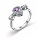 Серебряное кольцо АЛЬКОР 01-3306/00АМ-00 с фианитом и аметистом
