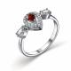 Серебряное кольцо АЛЬКОР 01-3306/00ГР-00 с фианитом и гранатом