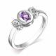 Серебряное кольцо АЛЬКОР 01-3307/00АМ-00 с фианитом и аметистом