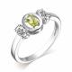 Серебряное кольцо АЛЬКОР 01-3307/00ХР-00 с фианитом и хризолитом