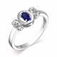 Серебряное кольцо АЛЬКОР 01-3307/0ГТС-00 с фианитом и гидротермальным сапфиром