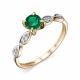 Серебряное кольцо АЛЬКОР 01-3317/0ЮСИ-60 с фианитом, изумрудом и ювелирным кристаллом