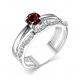 Серебряное кольцо АЛЬКОР 01-3377/00ГР-00 с фианитом и гранатом