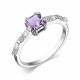 Серебряное кольцо АЛЬКОР 01-3379/00АМ-00 с фианитом и аметистом