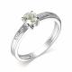Серебряное кольцо АЛЬКОР 01-3467/БРПР-00 с бриллиантом и празиолитом