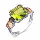 Серебряное кольцо АЛЬКОР 01-3476/00РТ-00 с фианитом, раухтопазом и ювелирным кристаллом