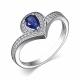 Серебряное кольцо АЛЬКОР 01-3484/0ГТС-00 с фианитом и гидротермальным сапфиром
