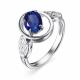 Серебряное кольцо АЛЬКОР 01-3633/0ГТС-00 с гидротермальным сапфиром