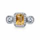 Серебряное кольцо АЛЬКОР 01-3857/00ЦТ-00 с фианитом и цитрином