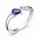 Серебряное кольцо АЛЬКОР 01-4036/БГТС-00 с бриллиантом и гидротермальным сапфиром