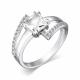 Серебряное кольцо АЛЬКОР 01-4059/00ГХ-00 с фианитом и горным хрусталём