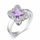 Серебряное кольцо АЛЬКОР 01-4060/00АМ-00 с фианитом и аметистом